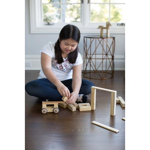  90 Piece Tegu Classroom Magnetic Wooden Block Set, Tints