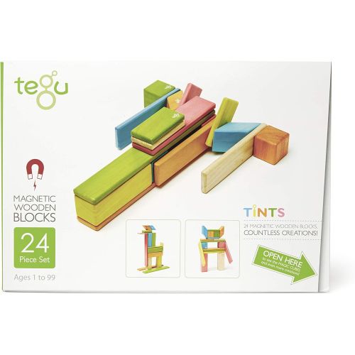  24 Piece Tegu Magnetic Wooden Block Set, Tints