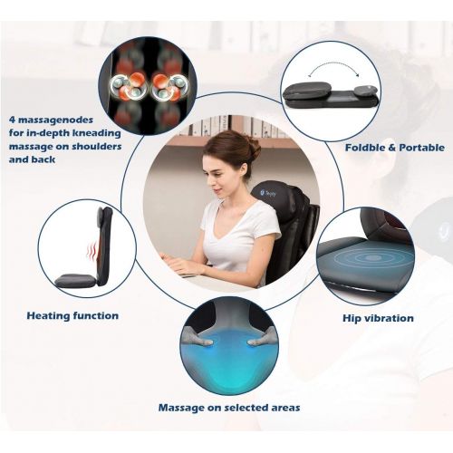  Tekjoy Vibration Massage Chair Pad with Heat Function Rolling and Kneading Shiatsu Shoulder and Back Massaging Cushion Massager Cover for Chairs at Home, Office & Car