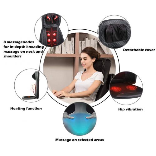  Tekjoy Vibration Neck and Back Massager for Chair with Heat Function, Rolling and Spot and Kneading...