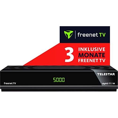  TELESTAR DigiHD TT 7 IR Full HDHEVCDVB T2/DVB CReceiver (incl. 3 Months) FreenetTVwithH.265/HEVC, Cable Receiving, HDMI, AV Output, PVRready, Media Player, USB 2.0, LAN) Black