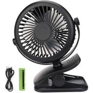 [아마존베스트]Mini USB Ventilator, Telgoner Leise Clip Tischventilator mit Wiederaufladbare Batterie, 3 Geschwindigkeitsstufen, 360 Drehbare Einstellbare Geschwindigkeiten fuer Schlafzimmer Buero