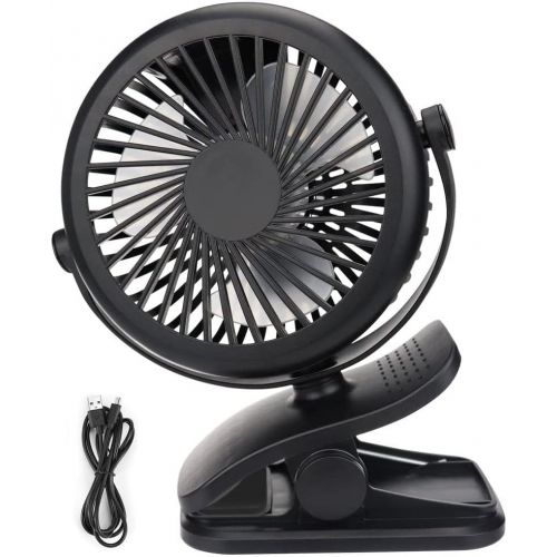  [아마존베스트]Telgoner Mini USB Fan, Silent Clip Table Fan with Rechargeable Battery, 3 Speed Levels, 360 Rotatable Adjustable Speeds for Bedroom, Office, Pushchair, Camping