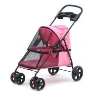 Tellgoy Pet Stroller Foldable Large Field of Vision, Pet Travel Stroller Lightweight Breathable, 2 Swivel Wheels Pushchair Pram Jogger for Puppy Cat Pets,Pink