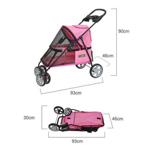  Tellgoy Pet Stroller Foldable Large Field of Vision, Pet Travel Stroller Lightweight Breathable, 2 Swivel Wheels Pushchair Pram Jogger for Puppy Cat Pets,Pink
