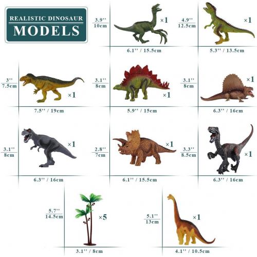  [아마존베스트]TEMI Dinosaur Toy Figure w/ Activity Play Mat & Trees, Educational Realistic Dinosaur Playset to Create a Dino World Including T-Rex, Triceratops, Velociraptor, Perfect Gifts for K