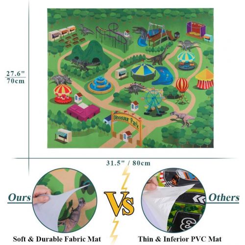  [아마존베스트]TEMI Dinosaur Toy Figure w/ Activity Play Mat & Trees, Educational Realistic Dinosaur Playset to Create a Dino World Including T-Rex, Triceratops, Velociraptor, Perfect Gifts for K