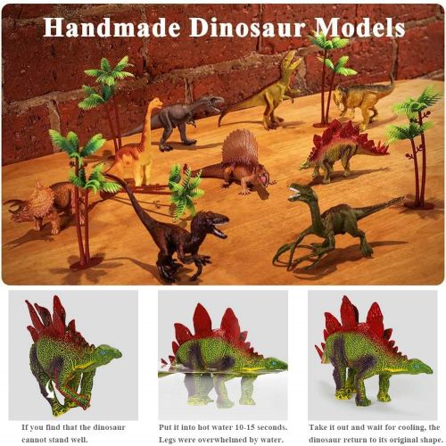  [아마존베스트]TEMI Dinosaur Toy Figure w/ Activity Play Mat & Trees, Educational Realistic Dinosaur Playset to Create a Dino World Including T-Rex, Triceratops, Velociraptor, Perfect Gifts for K