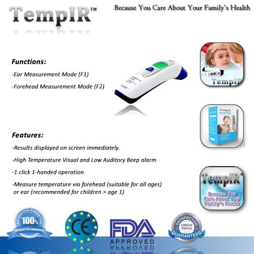  TempIR Best Baby Thermometer - Forehead and Ear Thermometer - FDA and CE Approved - 510k Certification -...