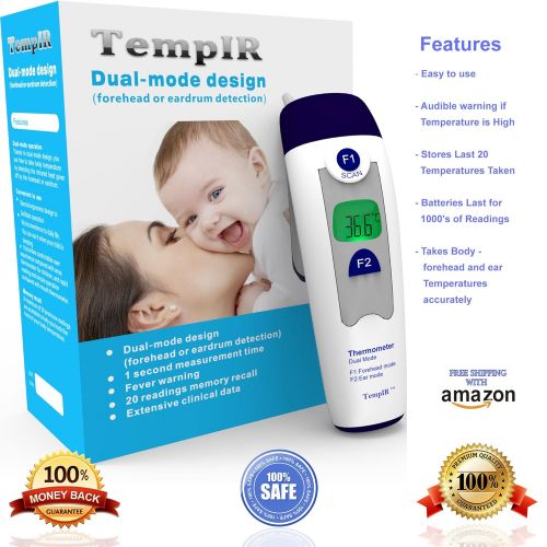  TempIR Best Baby Thermometer - Forehead and Ear Thermometer - FDA and CE Approved - 510k Certification -...