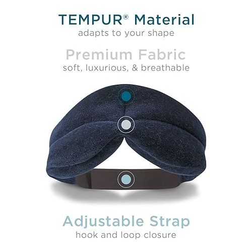 템퍼페딕 Tempur-Pedic Sleep Mask, One Size, Navy, 1 Count (Pack of 1)