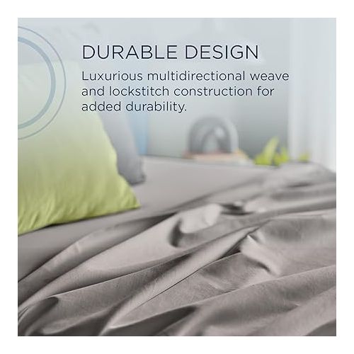 템퍼페딕 TEMPUR Luxe Egyptian Cotton Sheet Set Cool Gray - TwinXL