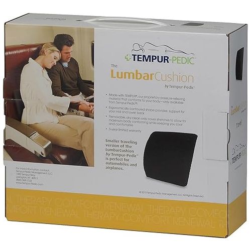 템퍼페딕 Tempur-pedic Travel Lumbar Cushion with Fabric Cover, Black