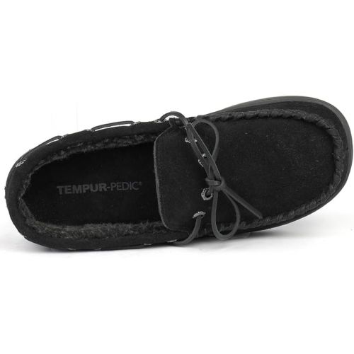 템퍼페딕 Tempur-Pedic Mens Therman Moccasin Casual Slippers Casual - Black