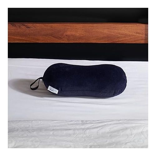 템퍼페딕 Tempur-Pedic All-Purpose Memory Foam Travel Pillow, Peanut-Shaped Lumbar Pillow for Neck and Back Pressure Relief, Navy