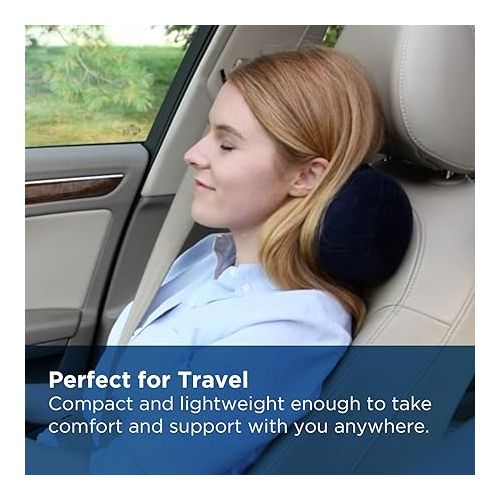 템퍼페딕 Tempur-Pedic All-Purpose Memory Foam Travel Pillow, Peanut-Shaped Lumbar Pillow for Neck and Back Pressure Relief, Navy