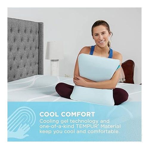 템퍼페딕 TEMPUR-ProForm + Cooling ProHi Pillow, Memory Foam, Queen, 5-Year Limited Warranty,Blue