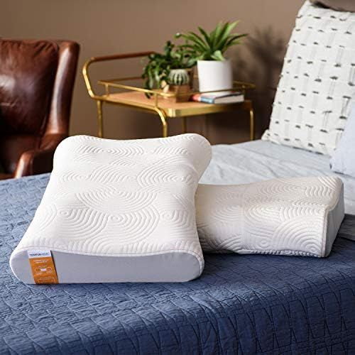 템퍼페딕 Tempur-Pedic TEMPUR-Ergo Advanced Neck Relief Pillow, Soft and Firm Support Washable Cover, Assembled in The USA, 5 YR Warranty, Standard, White