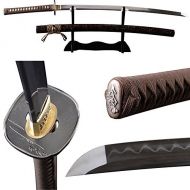 Ten Japanese Samurai Sword Katana Clay Tempered Full Tang Real Sharp Blade Folded 1095 High Carbon Steel Rosewood Saya Can Cut Bamboo