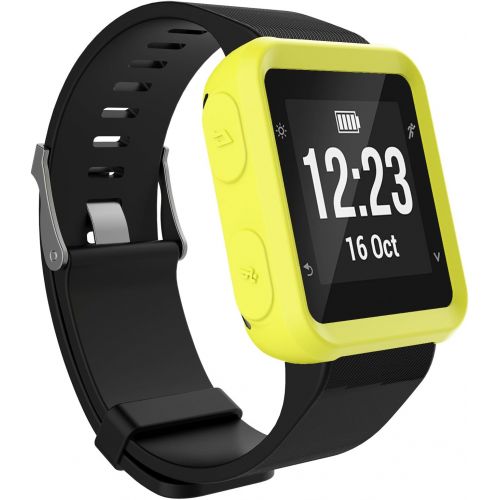  TenCloud Covers Compatible with Garmin Forerunner 35 Watch, Silicone Protector Case Replacement for Forerunner 35 Approach S20 Watch Accessories (White, Black, Lemon)