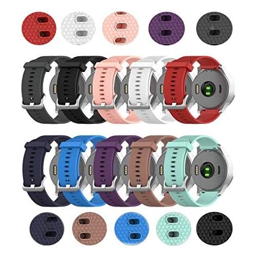  TenCloud 10-Pack Bands Compatible with Garmin Vivoactive 4S Washable Silicone Straps Sport Wristbands for vivoactive 4S
