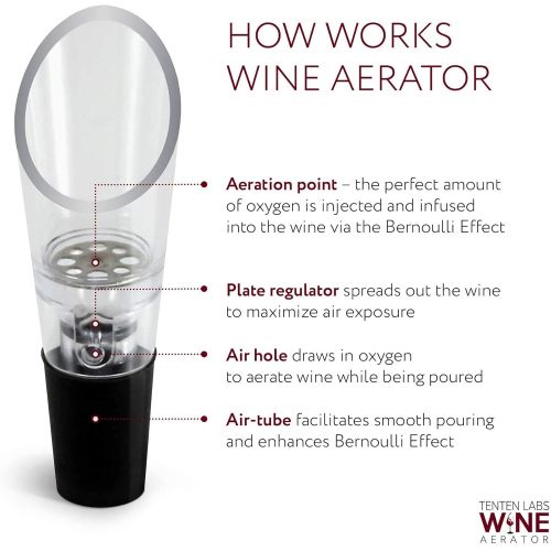  [아마존베스트]TenTen Labs Wine Aerator Pourer (2-pack) - Premium Decanter Spout - Gift Box Included