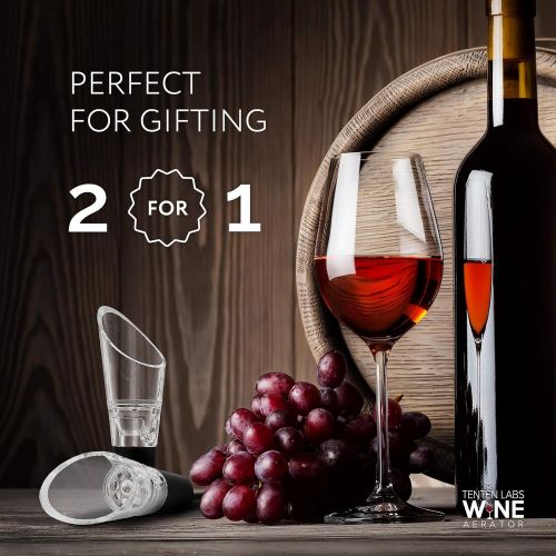  [아마존베스트]TenTen Labs Wine Aerator Pourer (2-pack) - Premium Decanter Spout - Gift Box Included