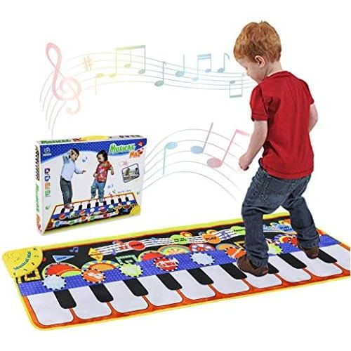  [아마존베스트]Musical Piano Mat 19 Keys Piano Keyboard Play mat Portable Musical Blanket Build-In Speaker & Recording Function For Kids Toddler Girls Boys