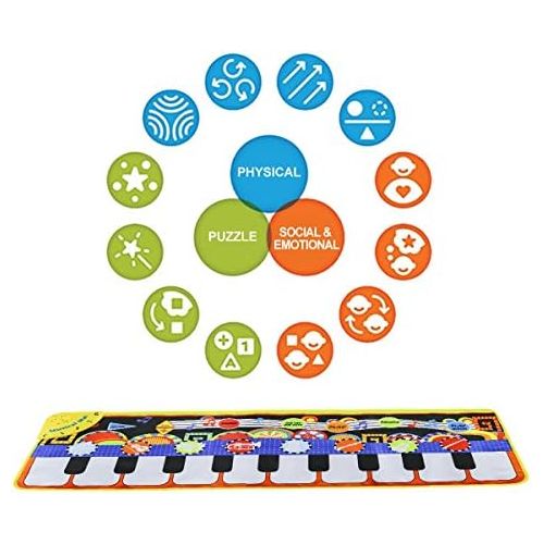  [아마존베스트]Musical Piano Mat 19 Keys Piano Keyboard Play mat Portable Musical Blanket Build-In Speaker & Recording Function For Kids Toddler Girls Boys