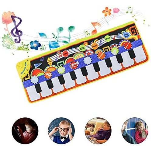  [아마존베스트]Musical Piano Mat 19 Keys Piano Keyboard Play mat Portable Musical Blanket Build-In Speaker & Recording Function For Kids Toddler Girls Boys