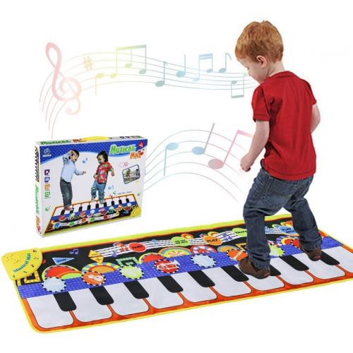  [아마존베스트]Musical Piano Mat 19 Keys Piano Keyboard Play mat Portable Musical Blanket Build-In Speaker & Recording Function For Kids Toddler Girls Boys