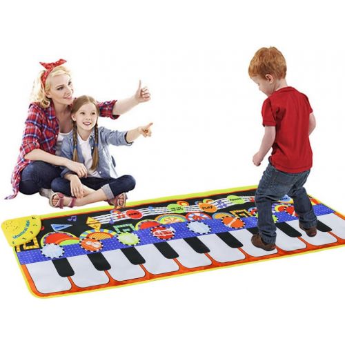  [아마존베스트]Musical Piano Mat 19 Keys Piano Keyboard Play mat Portable Musical Blanket Build-In Speaker & Recording Function For Kids Toddler Girls Boys