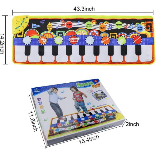  [아마존베스트]Musical Piano Mat 19 Keys Piano Keyboard Play mat Portable Musical Blanket Build-In Speaker & Recording Function For Kids Toddler Girls Boys