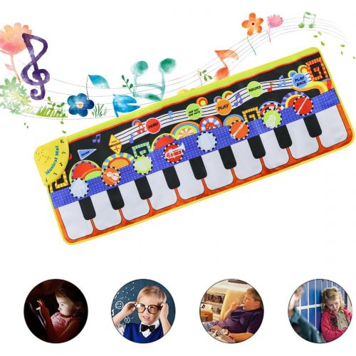  [아마존베스트]Musical Piano Mat 19 Keys Piano Keyboard Play mat Portable Musical Blanket Build-In Speaker & Recording Function For Kids Toddler Girls Boys