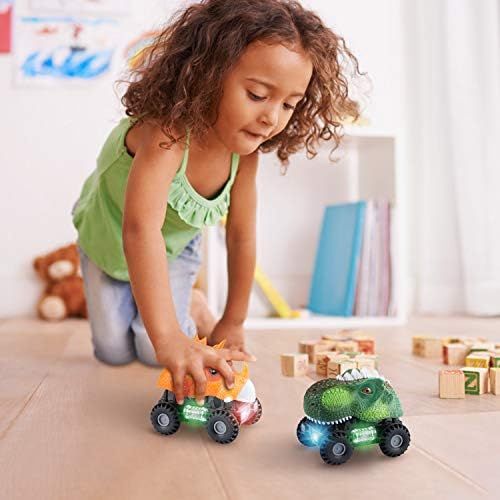  Tencoz Dinosaur Cars, Kids Dinosaur Vehicles Set with LED Light Monster Sound Animal Car Toys for Toddlers Boys Girls Age 3-8 (2 Pack)