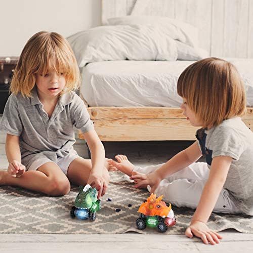  Tencoz Dinosaur Cars, Kids Dinosaur Vehicles Set with LED Light Monster Sound Animal Car Toys for Toddlers Boys Girls Age 3-8 (2 Pack)