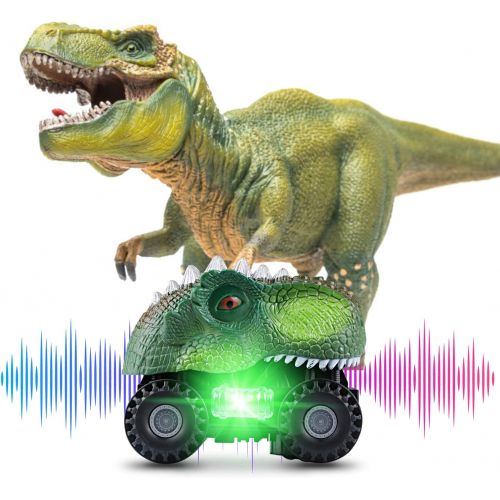 Tencoz Dinosaur Cars, Kids Dinosaur Vehicles Set with LED Light Monster Sound Animal Car Toys for Toddlers Boys Girls Age 3-8 (2 Pack)