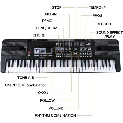  [아마존베스트]Tencoz Digital Music Piano Keyboard 61 Key - Portable Electronic Musical Instrument with Microphone Kids Piano Musical Teaching Keyboard Toy for Birthday Christmas Festival Gift