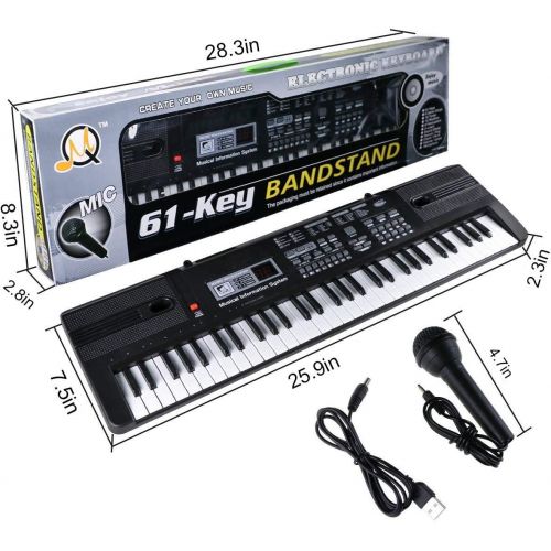  [아마존베스트]Tencoz Digital Music Piano Keyboard 61 Key - Portable Electronic Musical Instrument with Microphone Kids Piano Musical Teaching Keyboard Toy for Birthday Christmas Festival Gift