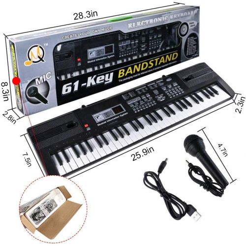  [아마존베스트]Tencoz Digital Music Piano Keyboard 61 Key - Portable Electronic Musical Instrument with Microphone Kids Piano Musical Teaching Keyboard Toy for Birthday Christmas Festival Gift