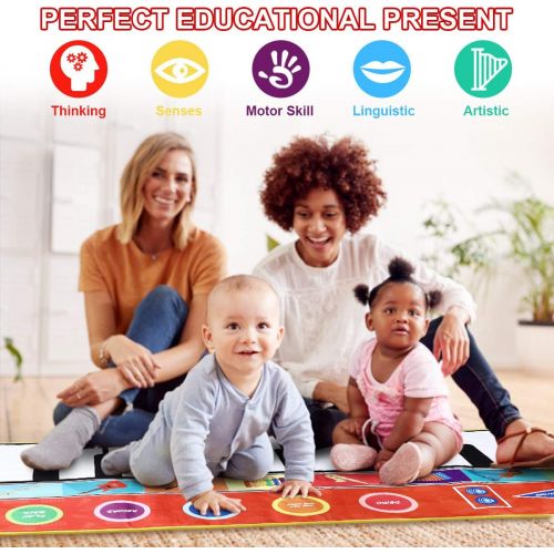  [아마존베스트]Tencoz Kids Musical Mats, 10 Keys Piano Mat with 8 Selectable Musical Instruments, Floor Keyboard for Boys Girls, Kids Early Educational Toys (58.26” x 23.62”)