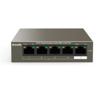 Tenda TEG1105P, 5 Port Gigabit PoE Switch Compatible with IEEE 802.3af/at Devices, Unmanaged PoE Switch with 4 Port PoE+@58W, Plug & Play, Fanless & Metal Design, Limited Lifetime Protection