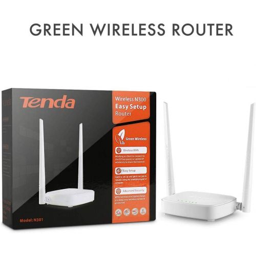  Tenda N301 N300 Wireless Wi-Fi Router, Easy Setup, Up to 300Mbps, White