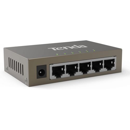  Tenda TEG1005D 5-Port Gigabit Ethernet Unmanaged Switch Desktop Network Splitter Sturdy Metal Fanless Plug & Play Traffic Optimization Limited Lifetime Protection