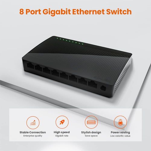  [아마존베스트]Tenda 8 Port Gigabit Ethernet Network Switch | Ethernet Splitter | Plug-and-Play | Traffic Optimization | Unmanaged (SG108), Black