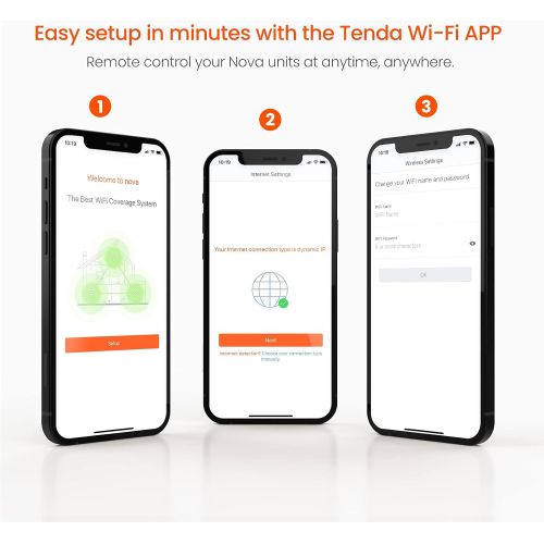  [아마존베스트]Tenda Nova Whole Home Mesh WiFi System - Replaces Gigabit AC WiFi Router and Extenders, Dual Band, Works with Amazon Alexa, Built for Smart Home, Up to 3, 500 Sq. ft. Coverage (MW5