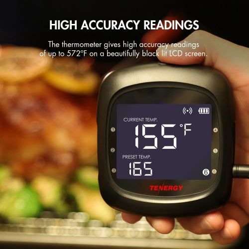  [아마존핫딜][아마존 핫딜] Tenergy Solis Digital Meat Thermometer, APP Controlled Wireless Bluetooth Smart BBQ Thermometer w/ 2 Stainless Steel Probes, Large LCD Display, Carrying Case, Cooking Thermometer f