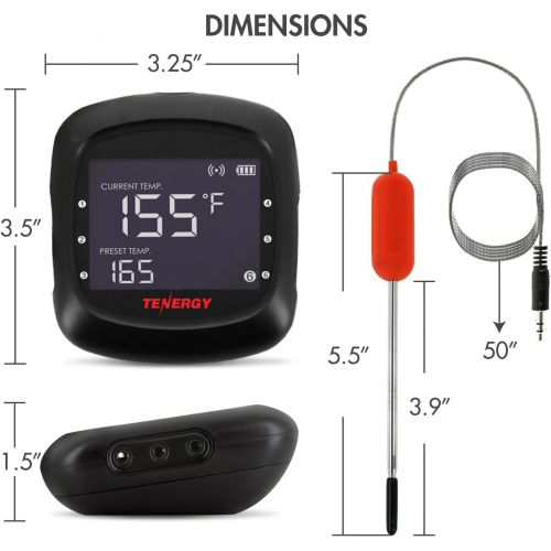  [아마존핫딜][아마존 핫딜] Tenergy Solis Digital Meat Thermometer, APP Controlled Wireless Bluetooth Smart BBQ Thermometer w/ 2 Stainless Steel Probes, Large LCD Display, Carrying Case, Cooking Thermometer f