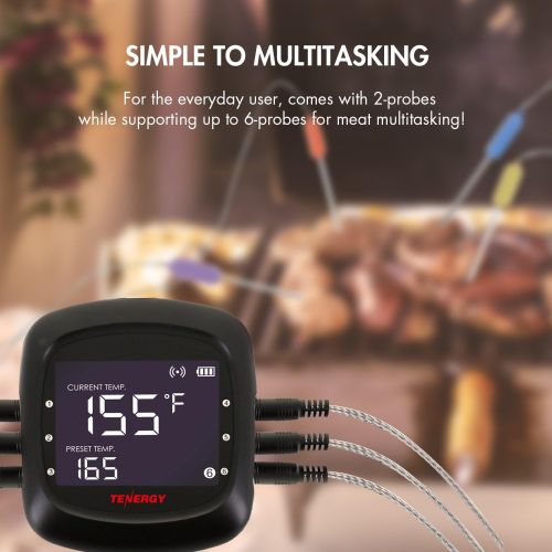  [아마존핫딜][아마존 핫딜] Tenergy Solis Digital Meat Thermometer, APP Controlled Wireless Bluetooth Smart BBQ Thermometer w/ 2 Stainless Steel Probes, Large LCD Display, Carrying Case, Cooking Thermometer f