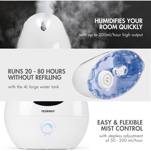  Visit the Tenergy Store Tenergy Pluvi Ultrasonic Cool Mist Humidifier with Auto Shut-Off Protections, Essential Oil Diffuser Humidifier w/LED Night Light,Quiet Air Humidifier for Bedroom/Office/Living Ro